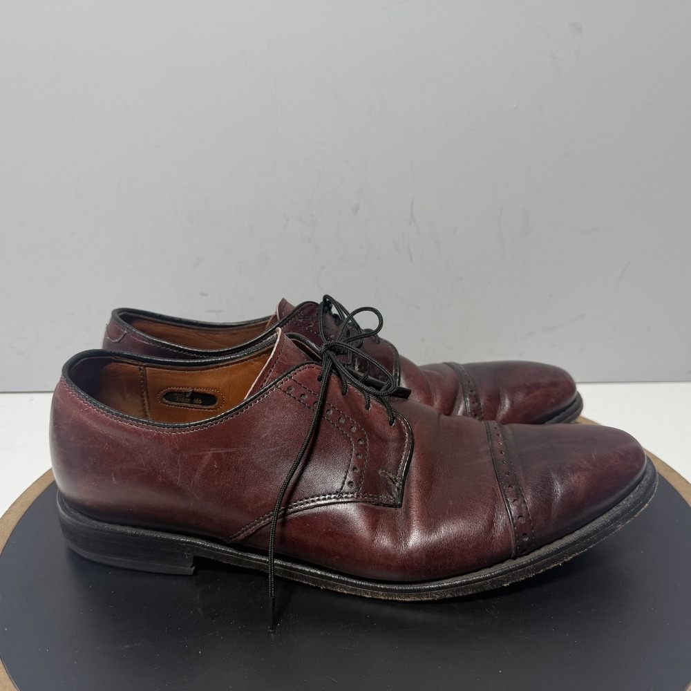 Allen Edmonds Clifton Shoes Mens Size 10 D Burgundy Leather Cap Toe Derby USA